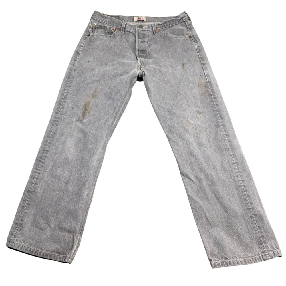 Levis 501 Original Straight Leg Button Fly Gray Jeans Mens 34x30 Fits 32x28